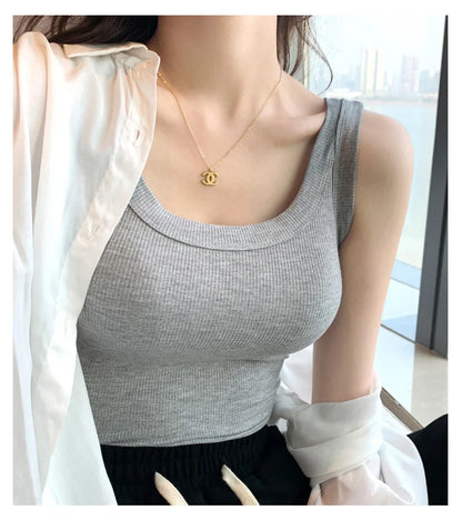 Women Tank Tops 2025 High Strecth Knitted Bottoming Shirt Soft Korean Fashion Undershirt Inner Wear Casual Ladies Tank Tops