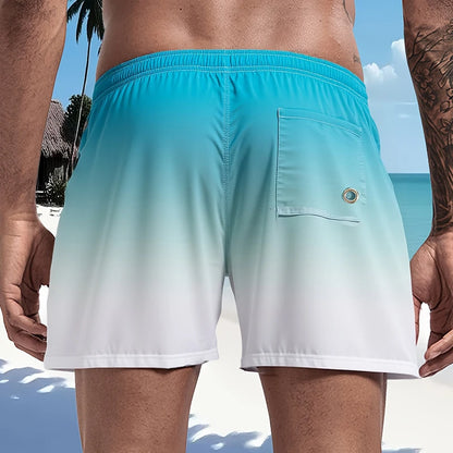 Mens Swim Trunks with Mesh Lining Side Pockets Solid Beach Shorts Quick Dry Lightweight Drawstring Board Shorts Summer Swimwear