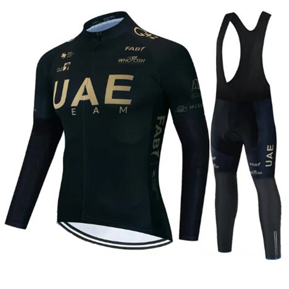 2026 UAE Team Autumn Long Sleeve Cycling Jersey Set Bib Pants Ropa Ciclismo Clothing Bike Uniform Men Bicycle Clothes Mailllot