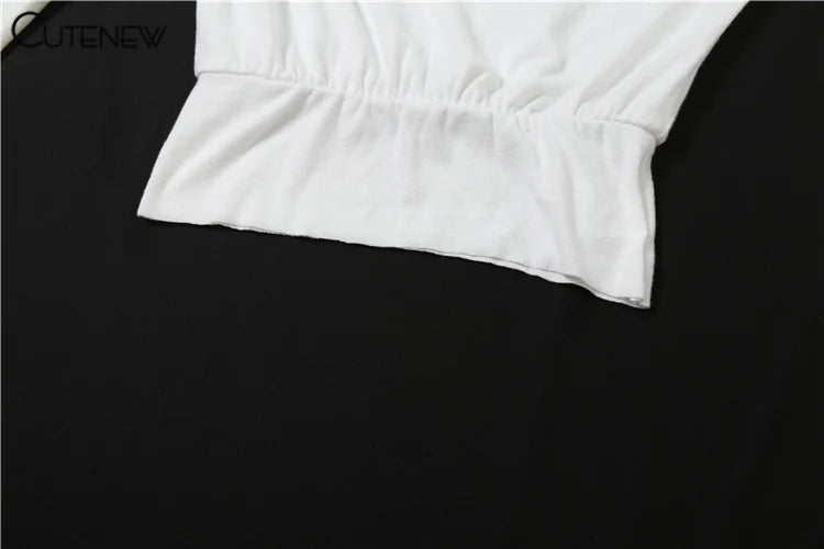 Cutenew Classic Basic Women Tees Autumn Solid Concise Full Sleeve Incline Shoulder Tops Female Casual All-matched Streetwear