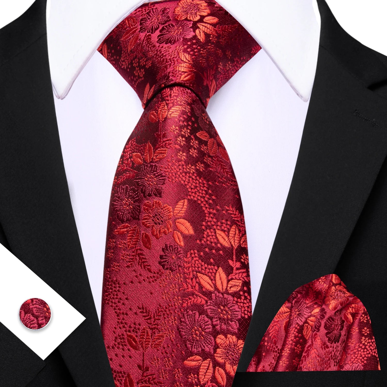 Barry.Wang Jacquard Bright Red Men&
