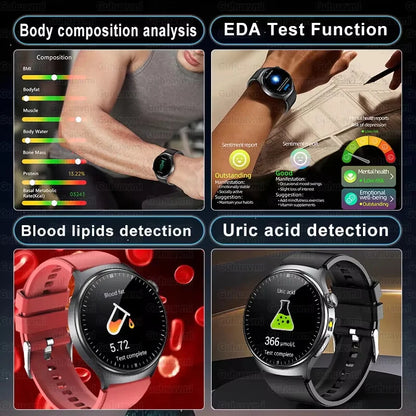 2026 New Micro Physical Examination Health SmartWatch Men ECG Uric Acid Lipids Blood Pressure BT Call Smartwatch For Android IOS