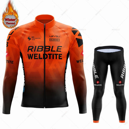 Team 2024 Winter Hot Wool Cycling Jersey Set Men Bicycle Suit Outdoor Sportswear MTB Bike Uniform Maillot Ciclisno Kit Triathlon
