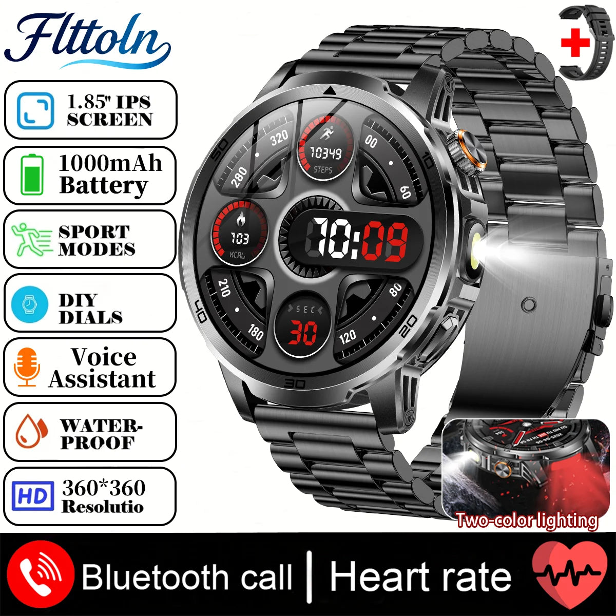 2026 New  Outdoor Smart Watch 1.85inch AMOLED 1000mAh Large Battery 5ATM Waterproof Voice Call Sports Men Fitness Bracelet