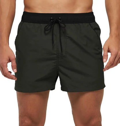 Men Summer Swim Shorts Swimwear Trunks Swimsuits Quickly Dry Surf Beach Board Elastic Waist Swim Pants Surffing Shorts with Mesh