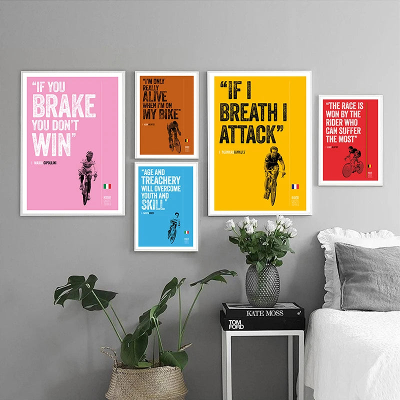 Cycling Motivation Quote Art Print Vintage Bicycle Poster Shut Up Legs Jens Voigt Saying Canvas Painting Bike Decor Cyclist G
