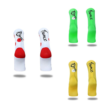 4 pairs of circular French letter cycling socks for men women breathable and sweat absorbing compression sports cycling socks