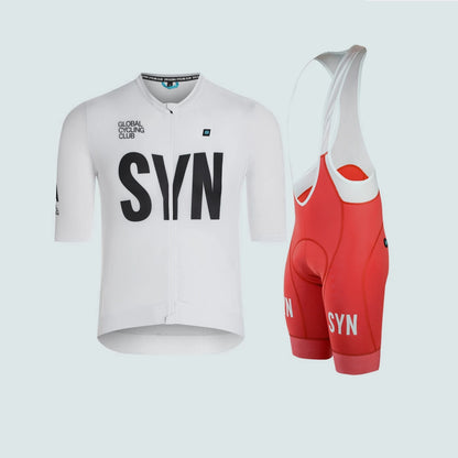 Riding Club Outdoor Leisure Cycling Dinner Entertainment Bicycle Clothing White Summer Short Sleeve jersey and Bib Shorts Set