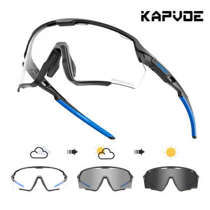 Kapvoe Cycling Glasses Photochromic Cycling Sunglasses UV400 MTB Sports Eyewear Outdoor Bicycle Goggles Bike Cycling Equipment