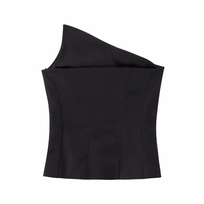 Stylish Women Elegant Cropped Tank Tops 2023 Summer Fashion Ladies Vintage Chic Slim Black Top Party Girls Sexy Tanks