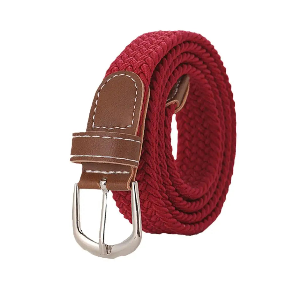 100cm Casual Knitted Pin Buckle Men Belt Woven Canvas Elastic Expandable Braided Stretch Belts For Women Jeans Female Belt