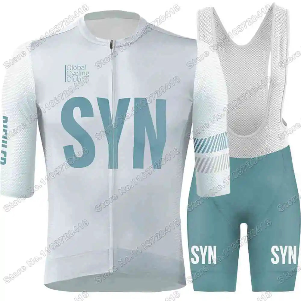 2025 SYN Cycling Jersey Set Pink Orange Green Grey Cycling Clothing Men Short Sleeve Kit Road Bike Shirt Suit Bicycle Bib Shorts