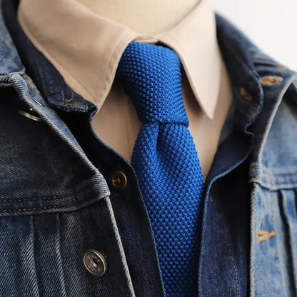 6CM Knit Tie Slim Fashion Knitted Ties For Men Solid Black White Blue Burgundy Knitted Skinny Men Necktie
