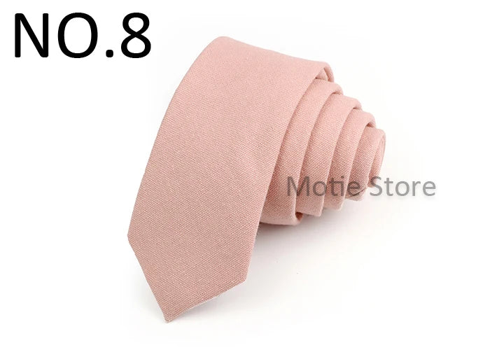 Mens Ties 6cm Classic Cotton Handmade Skinny Neck Ties For Men Soild Color Narrow Collar Slim Orange Grey Blue Tie Casual Tie