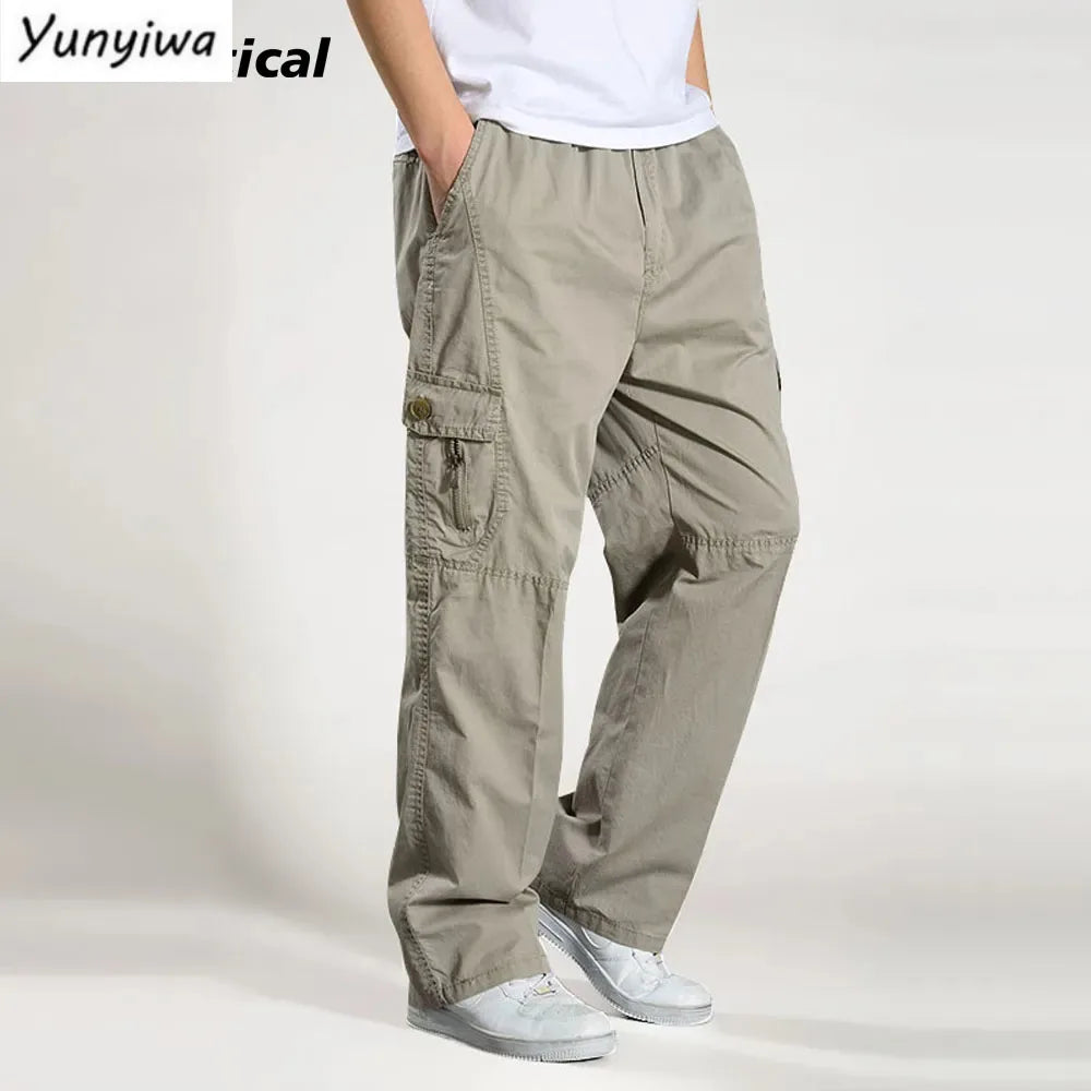 Brand Casual Pants men cargo pants cotton loose trousers mens pants overalls Multi Pocket Straight Joggers Homme 6XL