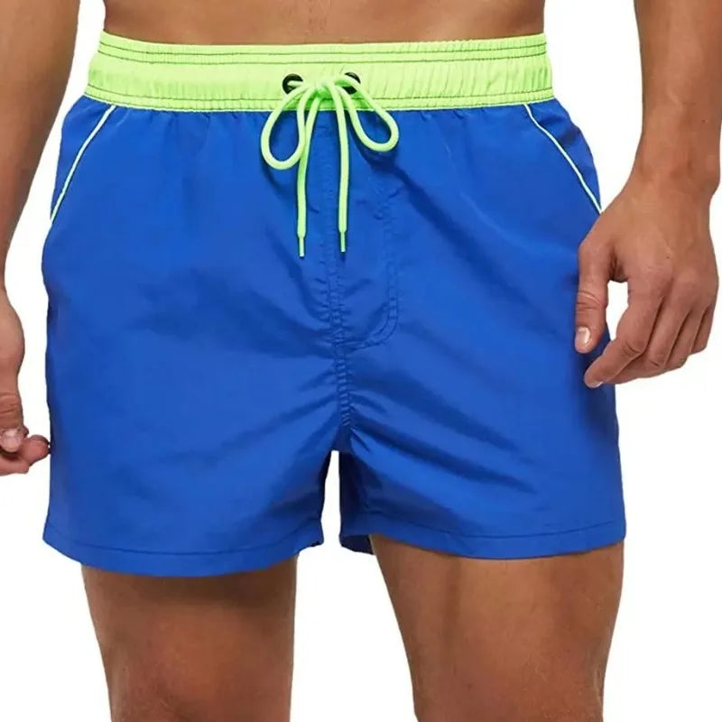 Men Summer Swim Shorts Swimwear Trunks Swimsuits Quickly Dry Surf Beach Board Elastic Waist Swim Pants Surffing Shorts with Mesh