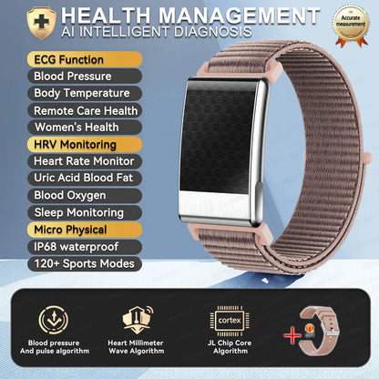 2026 No Screen Health Smart Bracelet ECG Detection Blood Lipids Uric Acid  Heart Rate IP68 Sports Smart Bracelet For Andrio IOS
