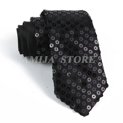 Shiny Sequins Neck Ties Men Women Stage Black Pink Blue Glitter Performance Prom Paillette Accessories Fashion Party 5cm Necktie