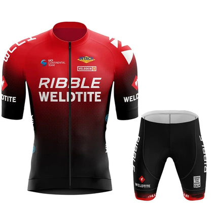 Ribble Weldtite Pro Team Cycling Jersey Set Summer Breathable Bicycle Men&