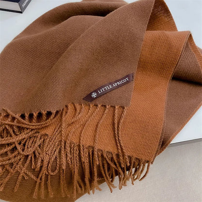 Winter Solid Color Cashmere Like Blanket Women Scarf Designer Thick Warm Pashmina Shawl Wraps With Tassel Poncho Stoles Echarpe