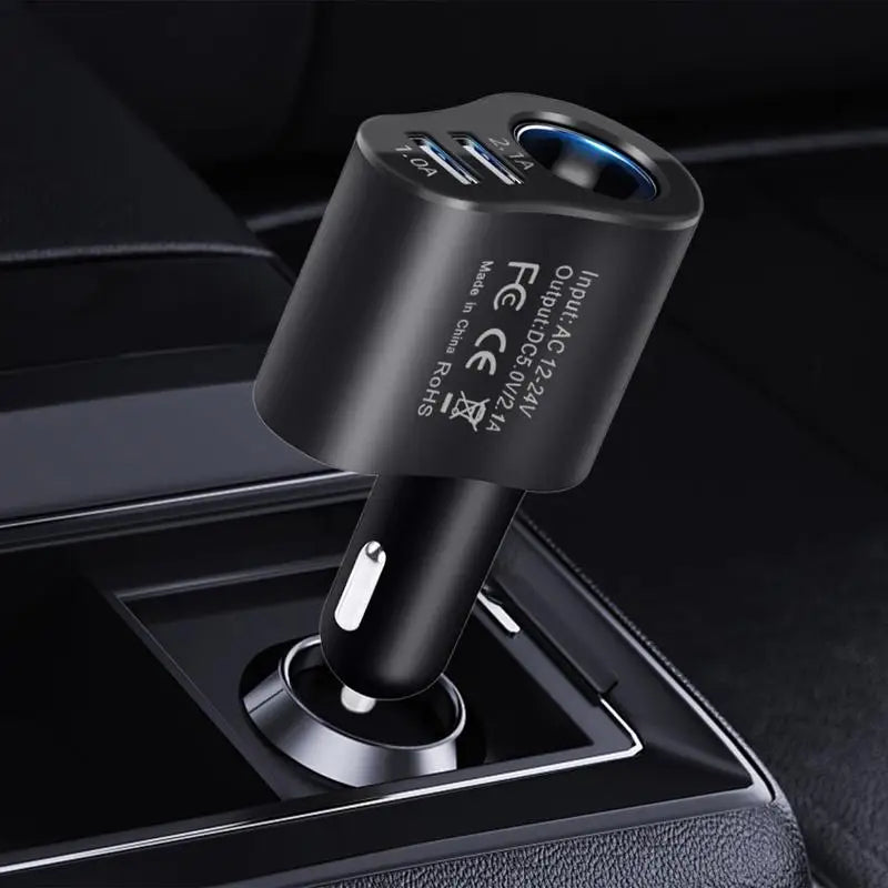 3 In1 USB Car Charger 12v/24v Car Splitter Adapter Fast double Charging Outlet Smart 80w Multifunctional Car Phone Charger