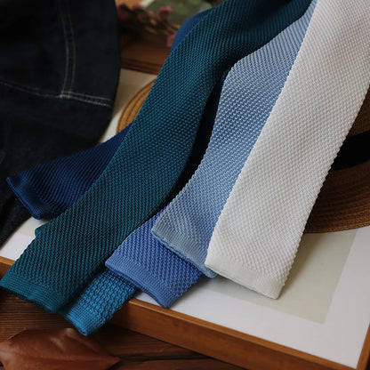 6CM Knit Tie Slim Fashion Knitted Ties For Men Solid Black White Blue Burgundy Knitted Skinny Men Necktie