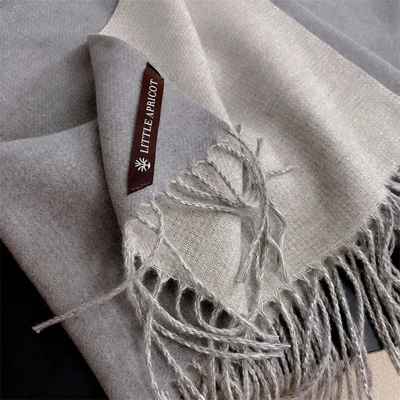 Winter Solid Color Cashmere Like Blanket Women Scarf Designer Thick Warm Pashmina Shawl Wraps With Tassel Poncho Stoles Echarpe