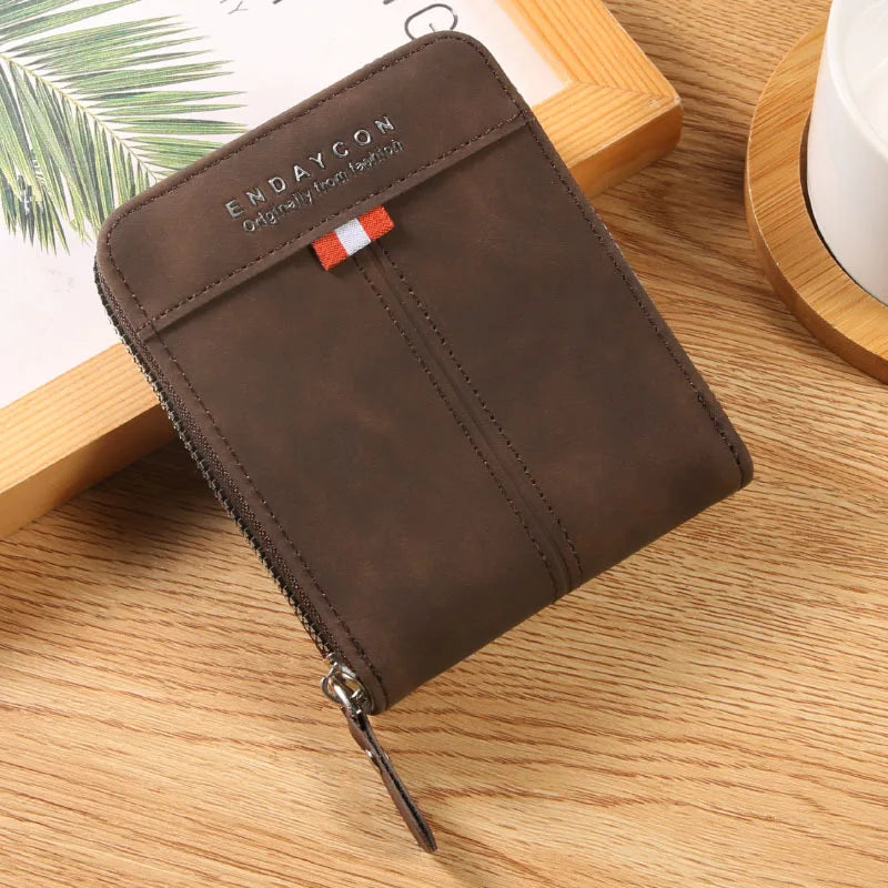 Vintage Credit Card Holder Men Wallets Business Short Coin Purse Zipper Hand Money Bag  Bank Cardholder Case Small Male Walet