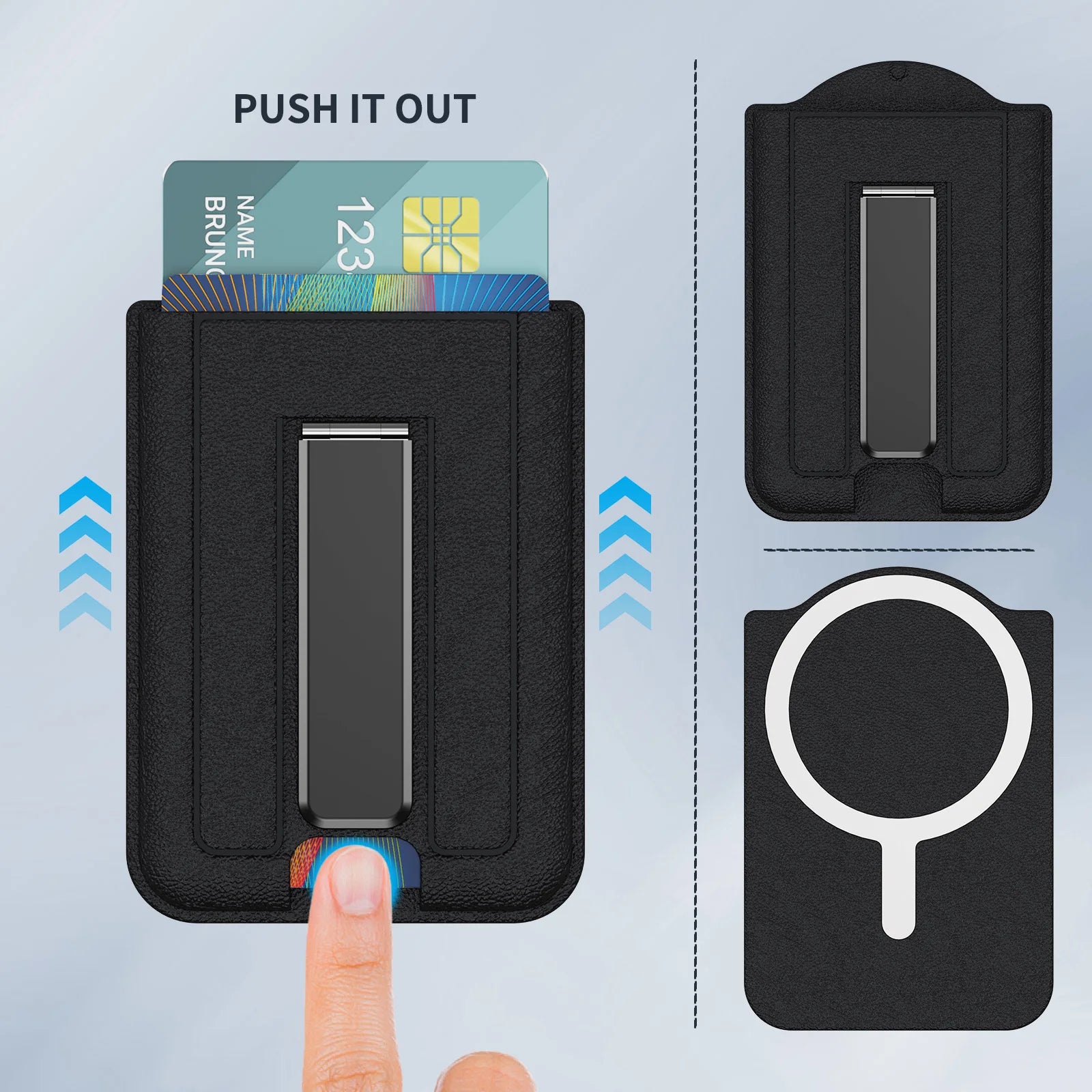 for Magsafe Magnetic Pu Leather Wallet Stand Credit Card Holder for iPhone 17 Air ProMax Anti-theft Swipe Fold Stand Card Holder