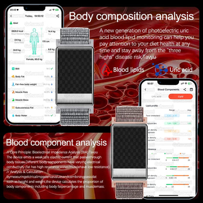 2026 No Screen Health Smart Bracelet ECG Detection Blood Lipids Uric Acid  Heart Rate IP68 Sports Smart Bracelet For Andrio IOS