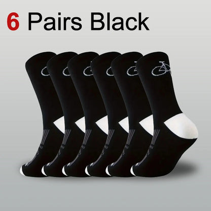 1/6 Pairs Men Women Outdoor Sports Cycling Socks Fashionable Prints Soft Comfortable Sweat Wicking Breathable Running Socks