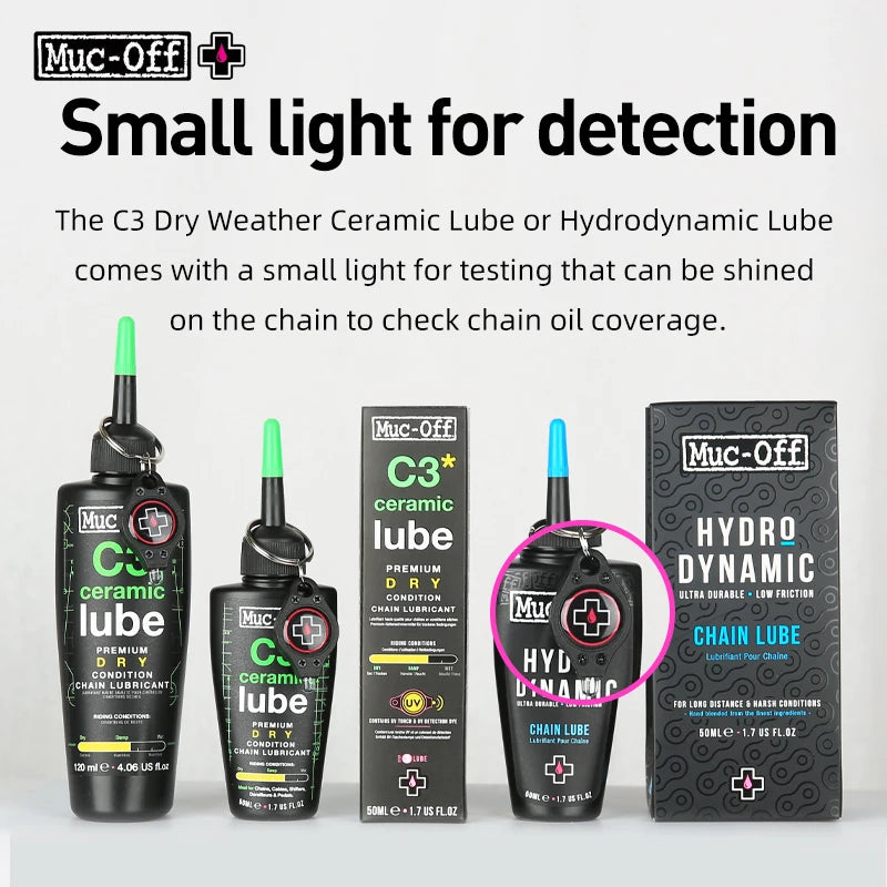 Muc-Off Bike Chain Lubricant 50/120ml C3 Dry Weather Ceramic Lube MTB Road Bicycle Hydrodynamic Lube Oil With Detective Light