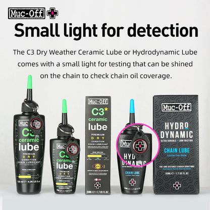 Muc-Off Bike Chain Lubricant 50/120ml C3 Dry Weather Ceramic Lube MTB Road Bicycle Hydrodynamic Lube Oil With Detective Light