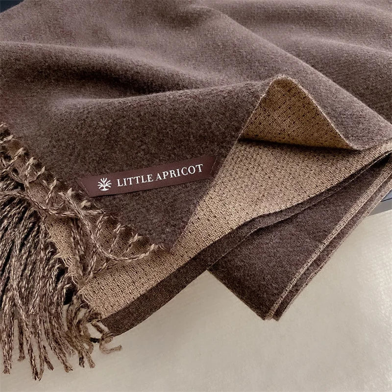 Winter Solid Color Cashmere Like Blanket Women Scarf Designer Thick Warm Pashmina Shawl Wraps With Tassel Poncho Stoles Echarpe