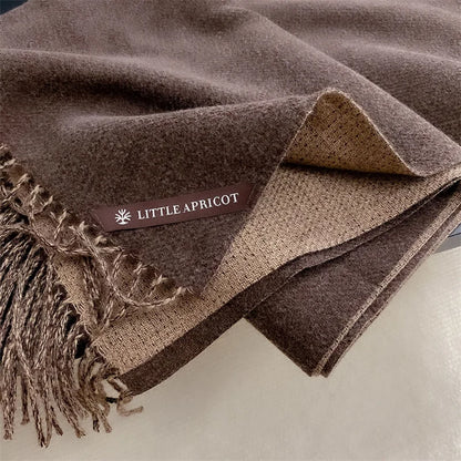 Winter Solid Color Cashmere Like Blanket Women Scarf Designer Thick Warm Pashmina Shawl Wraps With Tassel Poncho Stoles Echarpe