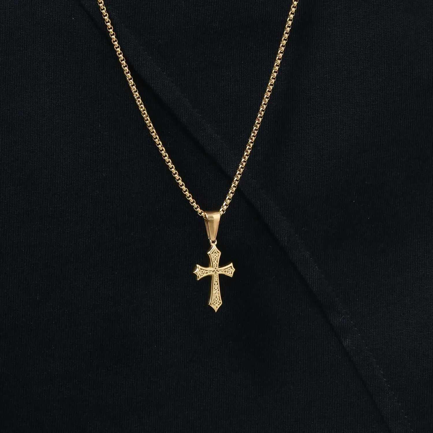 Hip Hop Cross Necklace for Men Women,50/55/60cm Stainless Steel Chic Cross Pendant,Christian Classic Jewelry Gifts