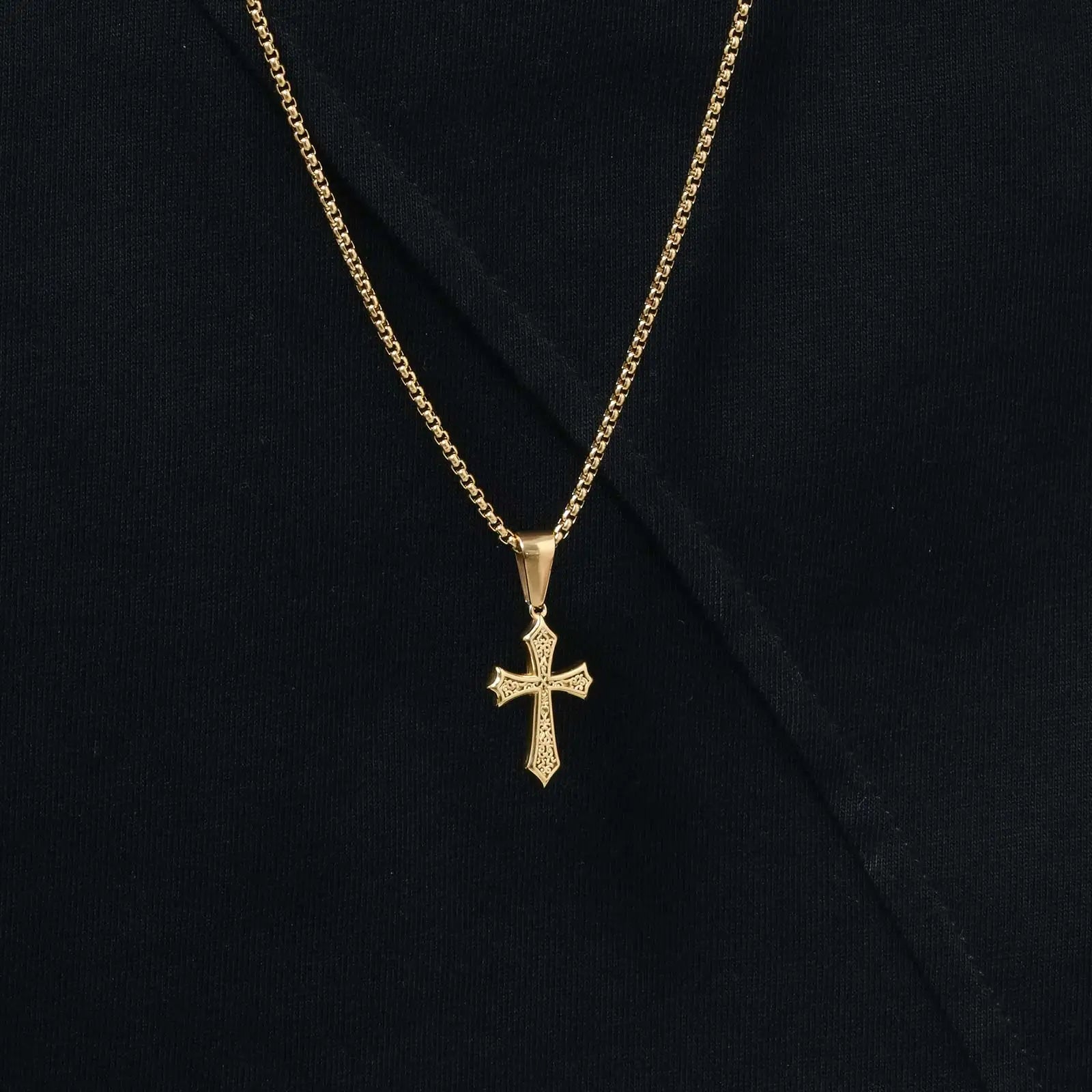 Hip Hop Cross Necklace for Men Women,50/55/60cm Stainless Steel Chic Cross Pendant,Christian Classic Jewelry Gifts