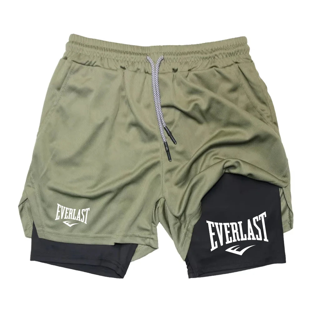 Men Running Shorts 2 In 1 Double-deck Sport Shorts Sportswear Gym Fitness Short Pants Training Jogging Bottom Men&