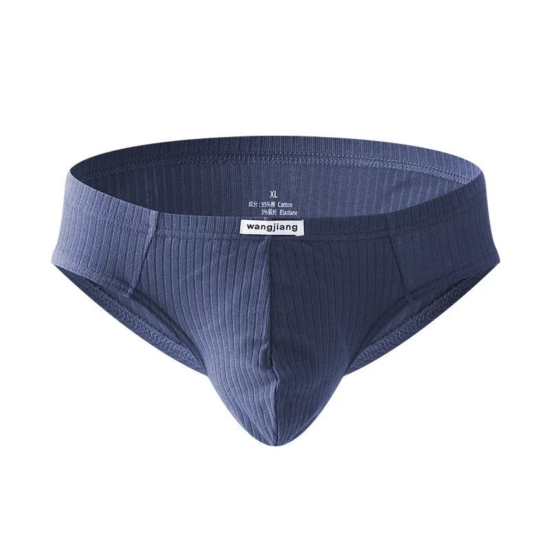 Cotton Briefs Men Sexy Bulge Pouch Underwear Sweat Absorption Underpants Breathable Panties Striped Knickers Male Soft Lingerie