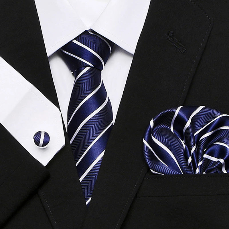 Men`s Tie Red Plaid print Jacquard Woven Tie Hanky Cufflinks Sets For Formal Wedding Business Party Free Postage
