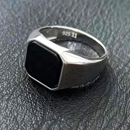 BOCAI  S925 Silver Jewelry Inlaid With Natural Malachite Stone Square Men&