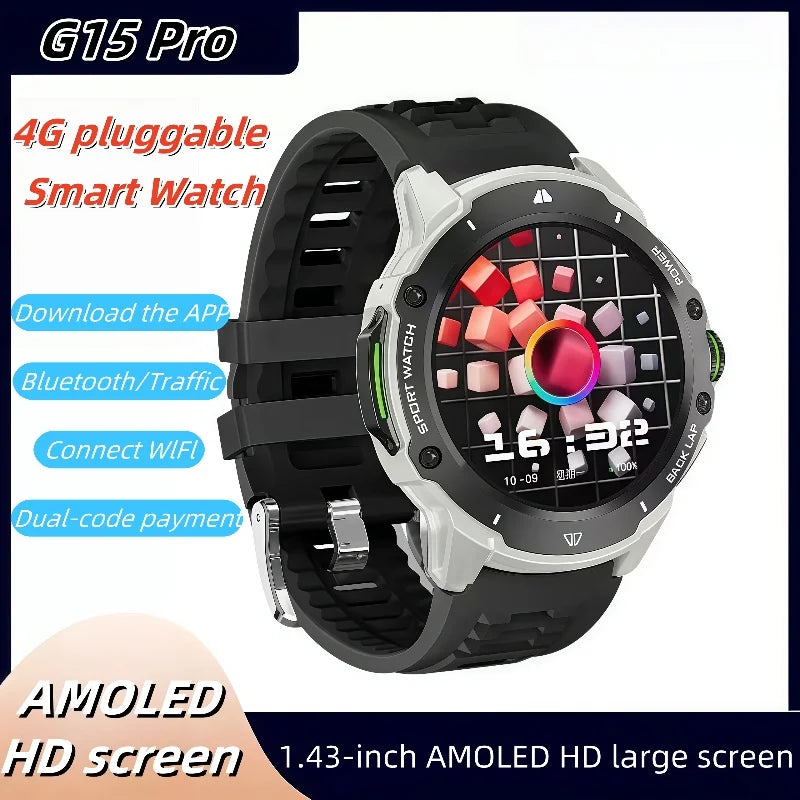 G15 Pro GPS Smart Watch 1.43 AMOLED Display Built-in Compass Barometric Altimeter Flashlight Voice Call Man Woman Smartwatch