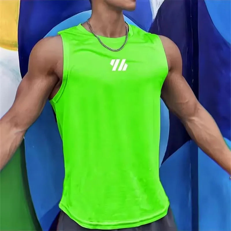 Sport Vest Breathable Men Sleeveless Short Summer Undershirt Windbreaker Tshirt Quick Dry Elastic Mesh Underwear