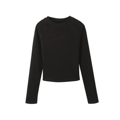 T Shirts for Women Cotton O Neck Long Sleeve Sexy Tops Autumn Casual Skinny Slim Basic Woman TShirts Black White Grey Clothing