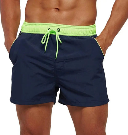 Men Summer Swim Shorts Swimwear Trunks Swimsuits Quickly Dry Surf Beach Board Elastic Waist Swim Pants Surffing Shorts with Mesh