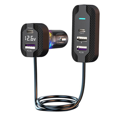 Car Charger 66W Super Fast Charging PD QC3.0 USB C Car Phone Charger Type C Ear Seat Multi-port Wired Phone Charger for Cars