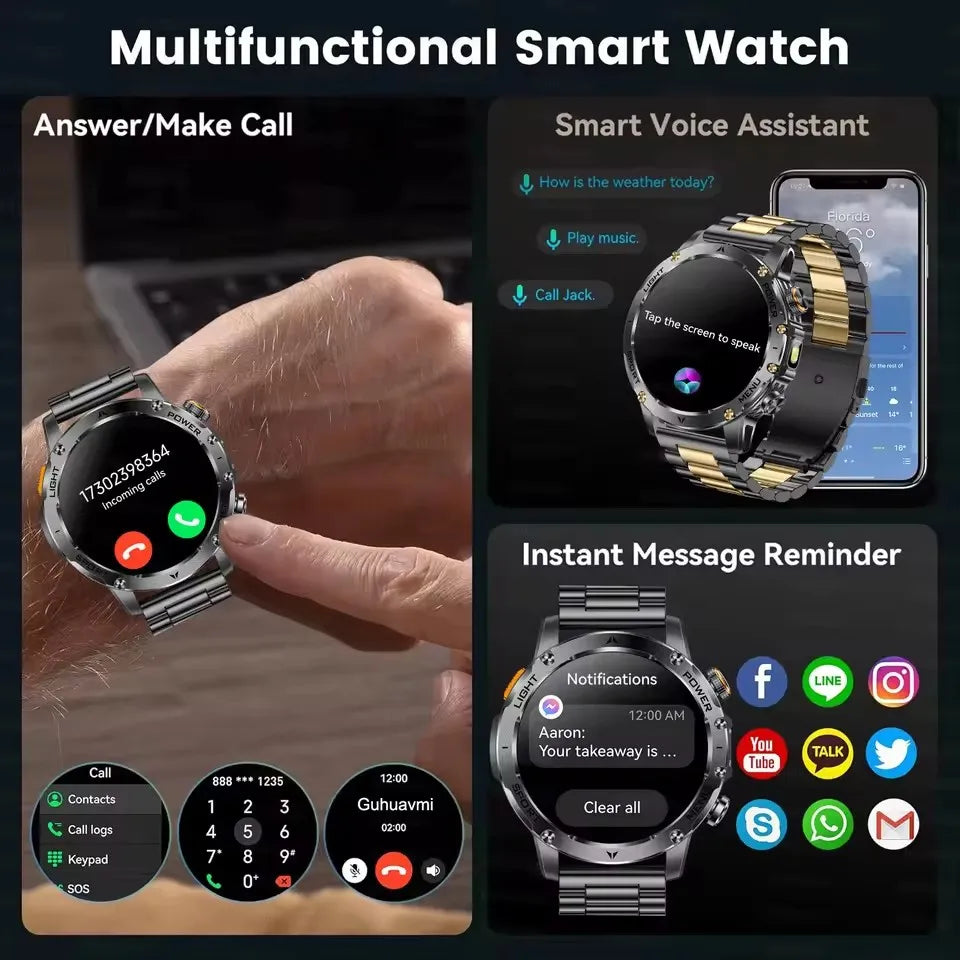 T-Rex 3 Military Grade 1000mAh Battery Smart Watch IP68 Waterproof GPS Bluetooth call AMOLED HD Men Sports 2026 New Smartwatch
