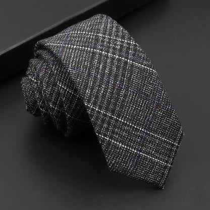 Classic Mens Solid Cotton Handmade 6cm Ties Striped Narrow Collar Slim Necktie Black Red Blue Formal Business Wedding Tie Gift