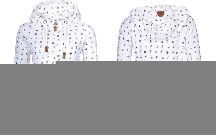 Floral Print Loose Long Sve Zipper Jaet Women&