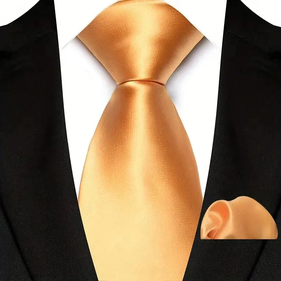 Mens 8cm Tie Set Orange Brown Floral Stripes Wedding Tie Hadkerchief Set For Men Fashion Design Quality Hanky Necktie Set